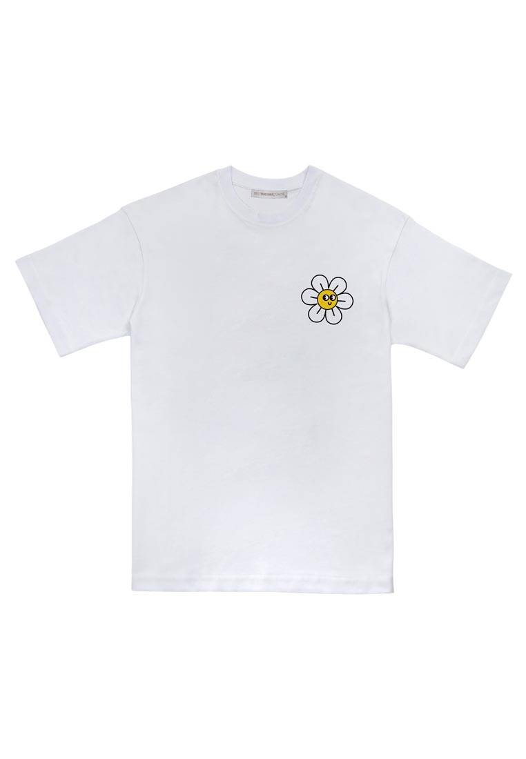 Best Buddies x Dogo Unisex Vegan Beyaz T-Shirt - Daisies Tasarım
