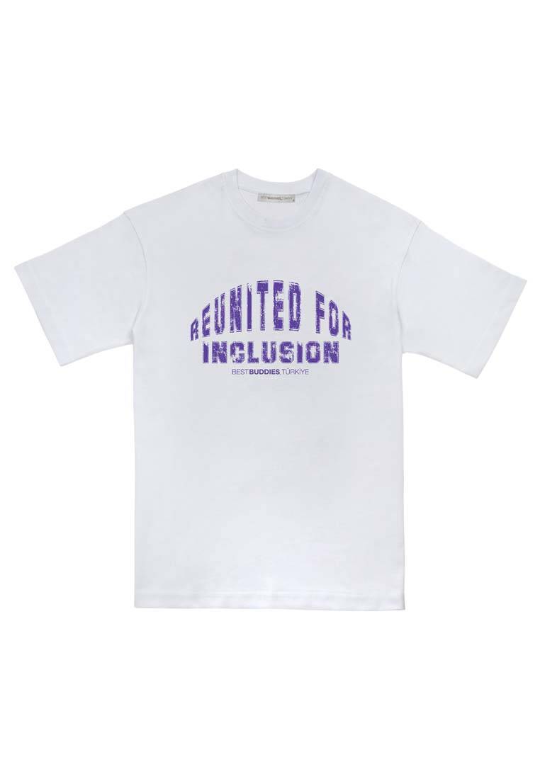 Best Buddies x Dogo Unisex Vegan Beyaz T-Shirt - Reunited for Inclusion Tasarım