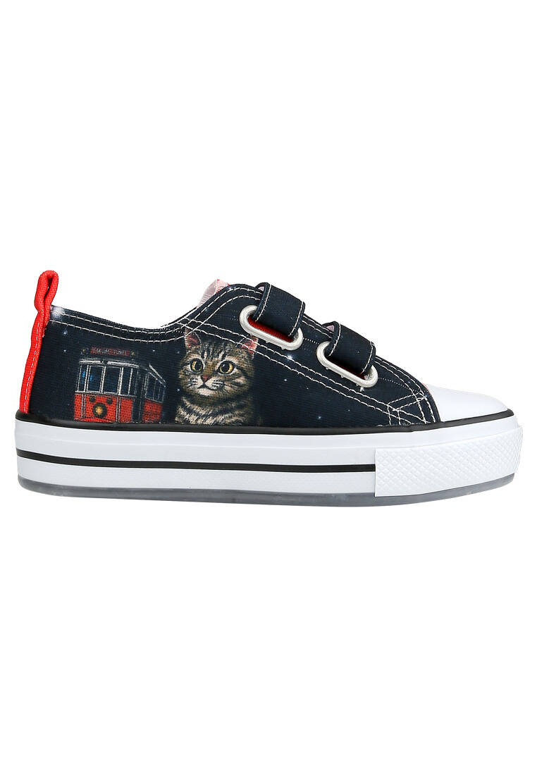 Unisex Çocuk Vegan Işıklı Cırt Cırtlı Siyah Sneakers - Paws on Taksim Tasarım