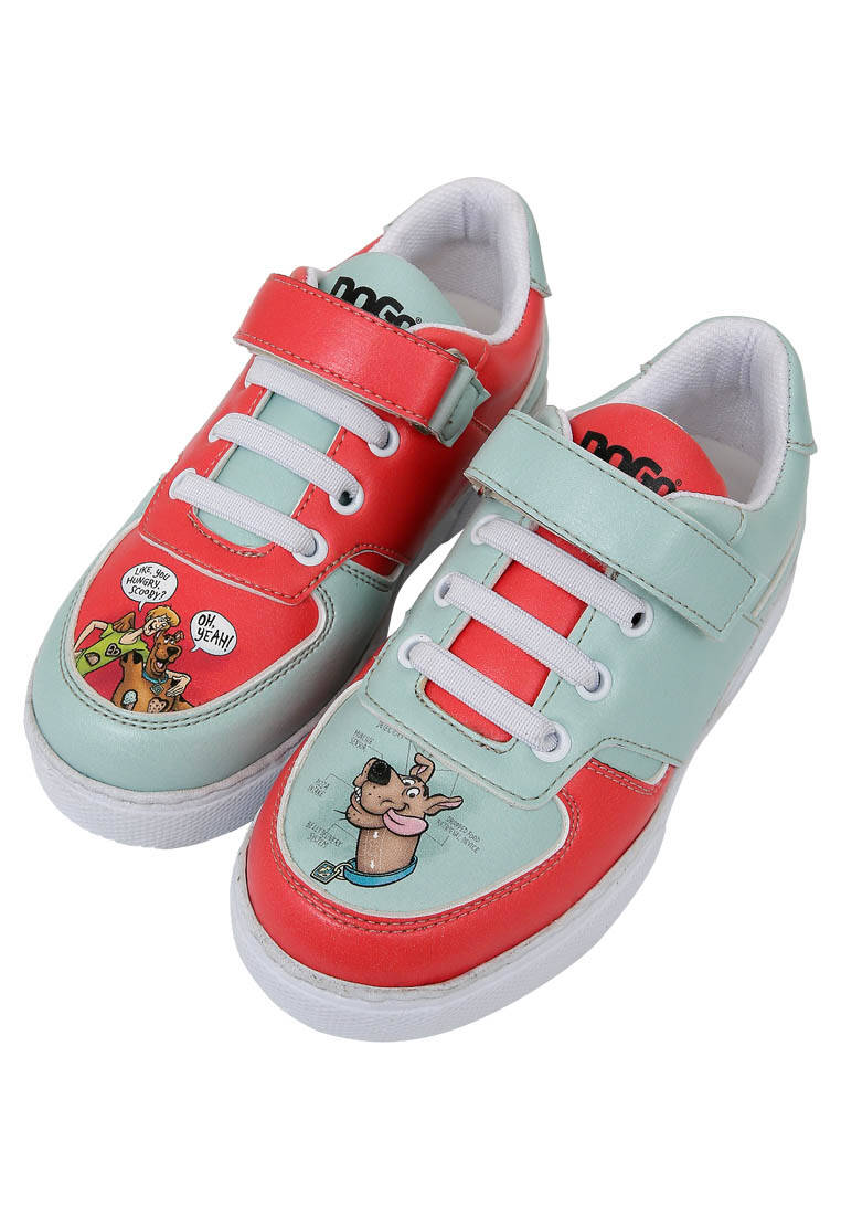 Unisex Çocuk Vegan Deri Cırt Cırtlı Çok Renkli Sneakers - Warner Bros Hungry Doo Scooby Doo Tasarım