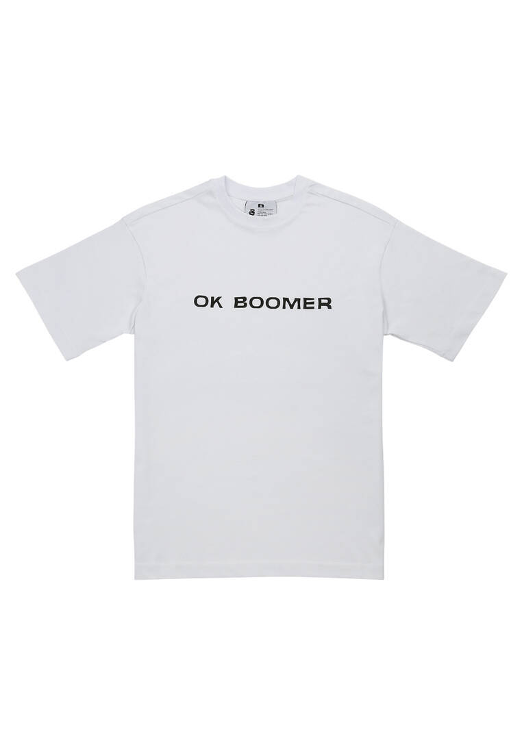 Erkek Vegan Beyaz T-Shirt - Ok Boomer Tasarım