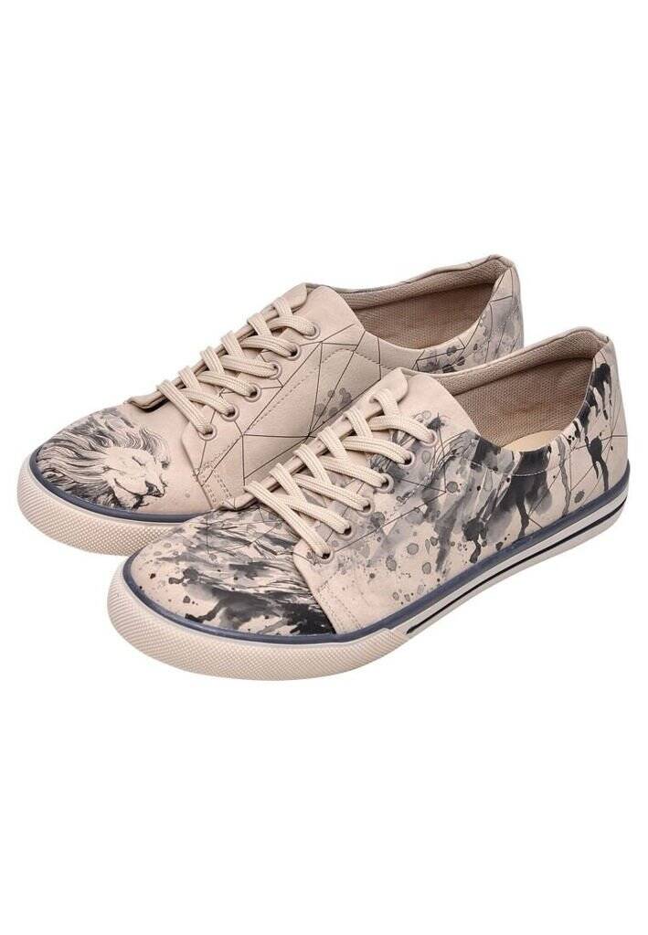 Erkek Vegan Deri Bej Sneakers - Lion King Tasarım