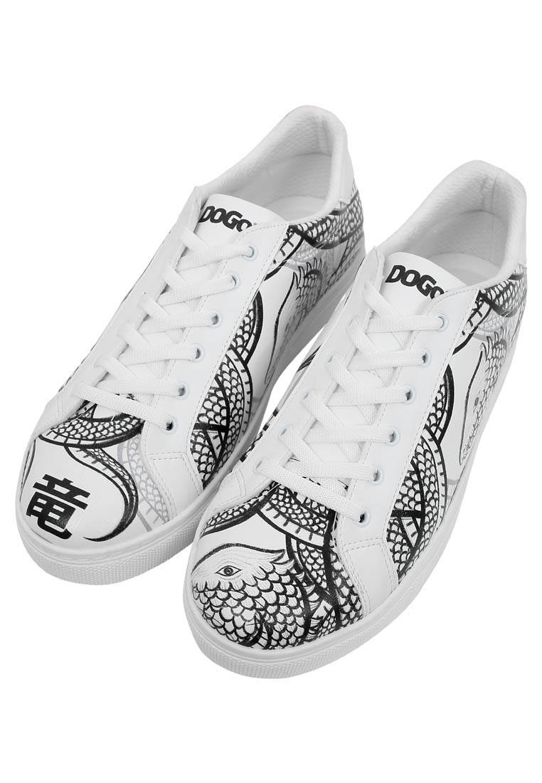 Erkek Vegan Deri Beyaz Günlük Sneakers - The Power Of The Dragon Tasarım