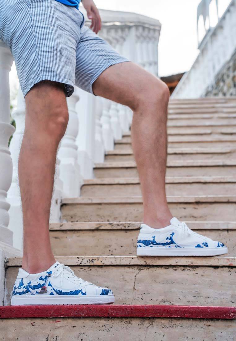 Erkek Vegan Deri Beyaz Sneakers - Lighthouse Tasarım