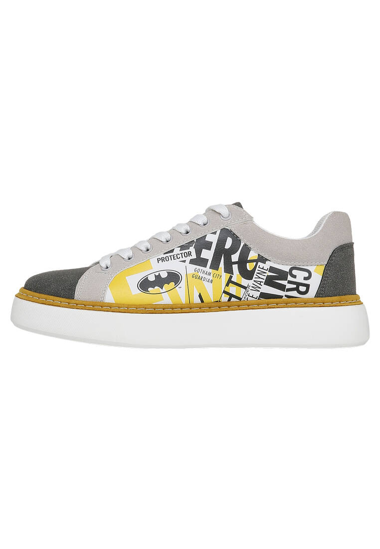 Erkek Vegan Deri Beyaz Sneakers - Warner Bros Batman Collage Tasarım