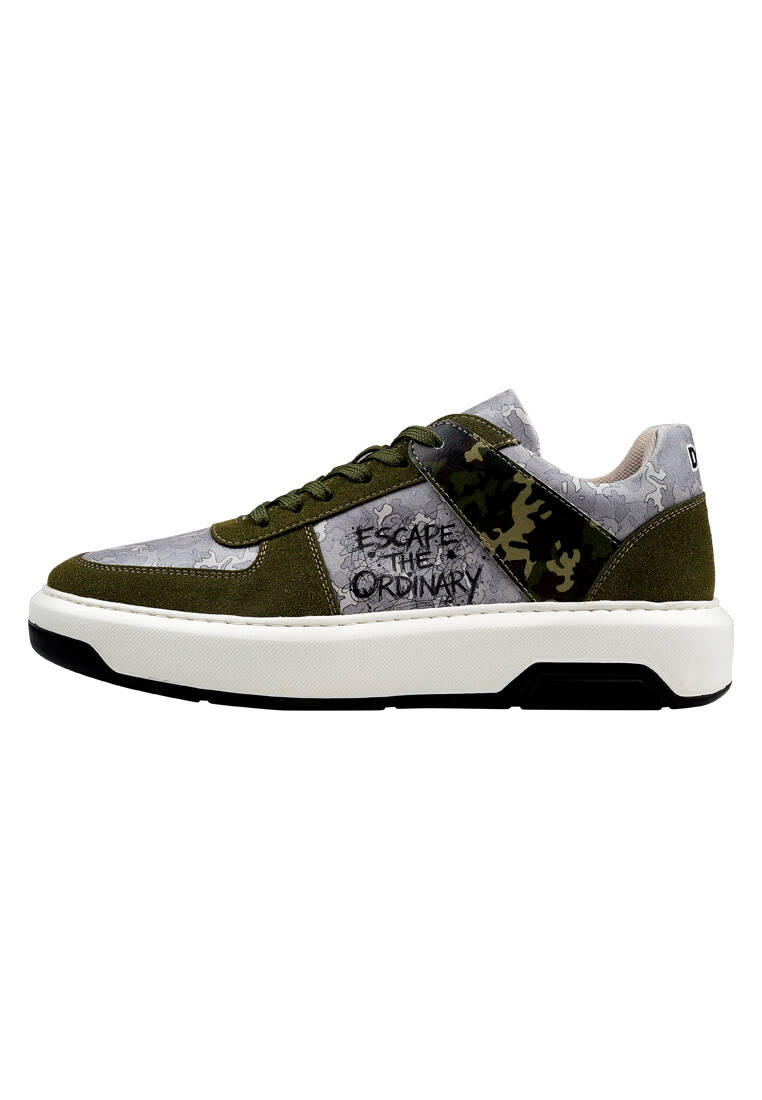 Erkek Vegan Deri Gri Sneakers - Ordinary Camo Tasarım