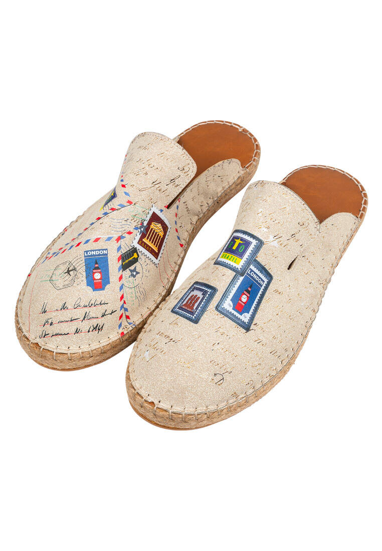 Erkek Vegan Krem Terlik - Letters and Stamps Tasarım