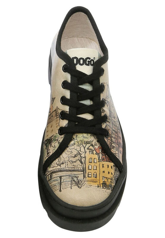 Femme Cuir Vegan Beige Baskets Alessandra Take a Walk Motif