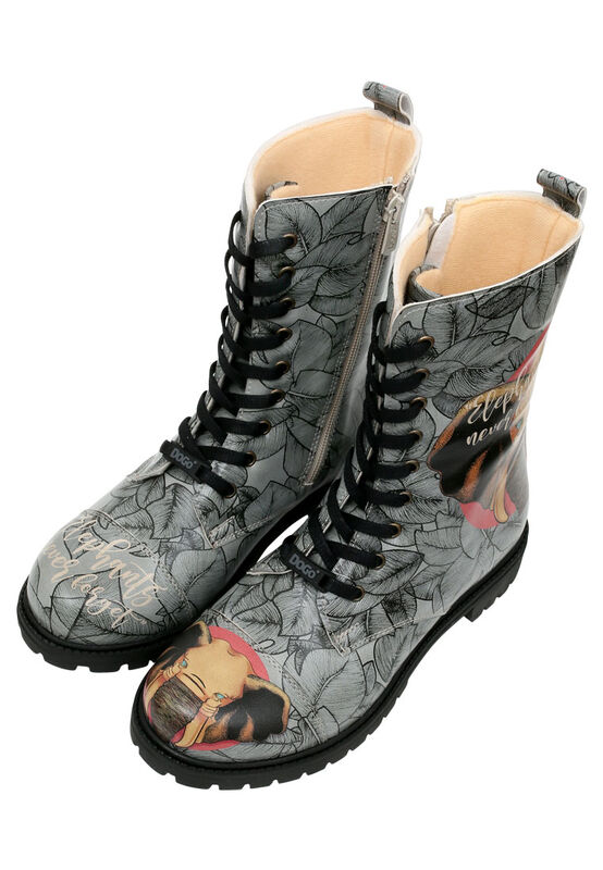 Femme Cuir Vegan Gris Bottes Longues à Glissière Elephants Never