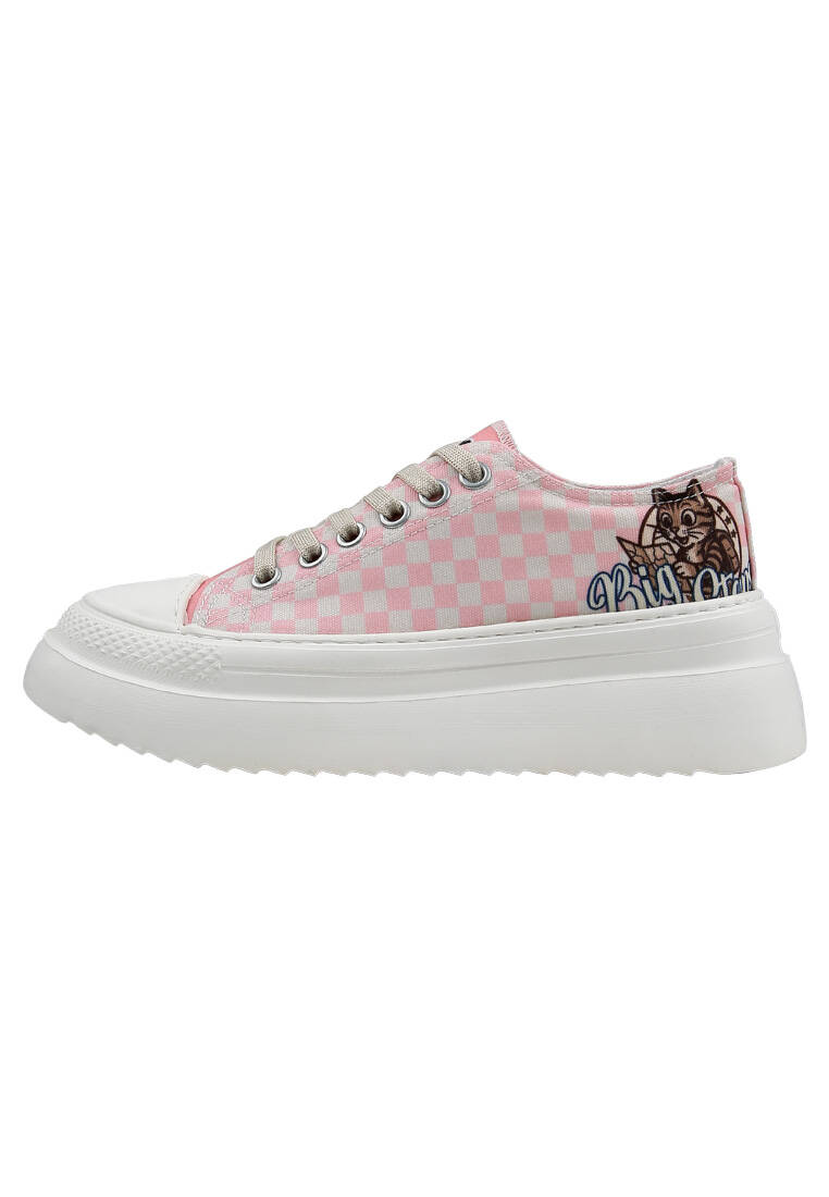 Kadın Vegan Beyaz Kalın Taban Sneakers - Big Steps Cat Tasarım