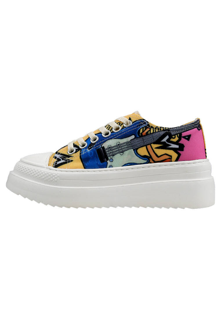 Kadın Vegan Beyaz Kalın Taban Sneakers - Rock On Tasarım