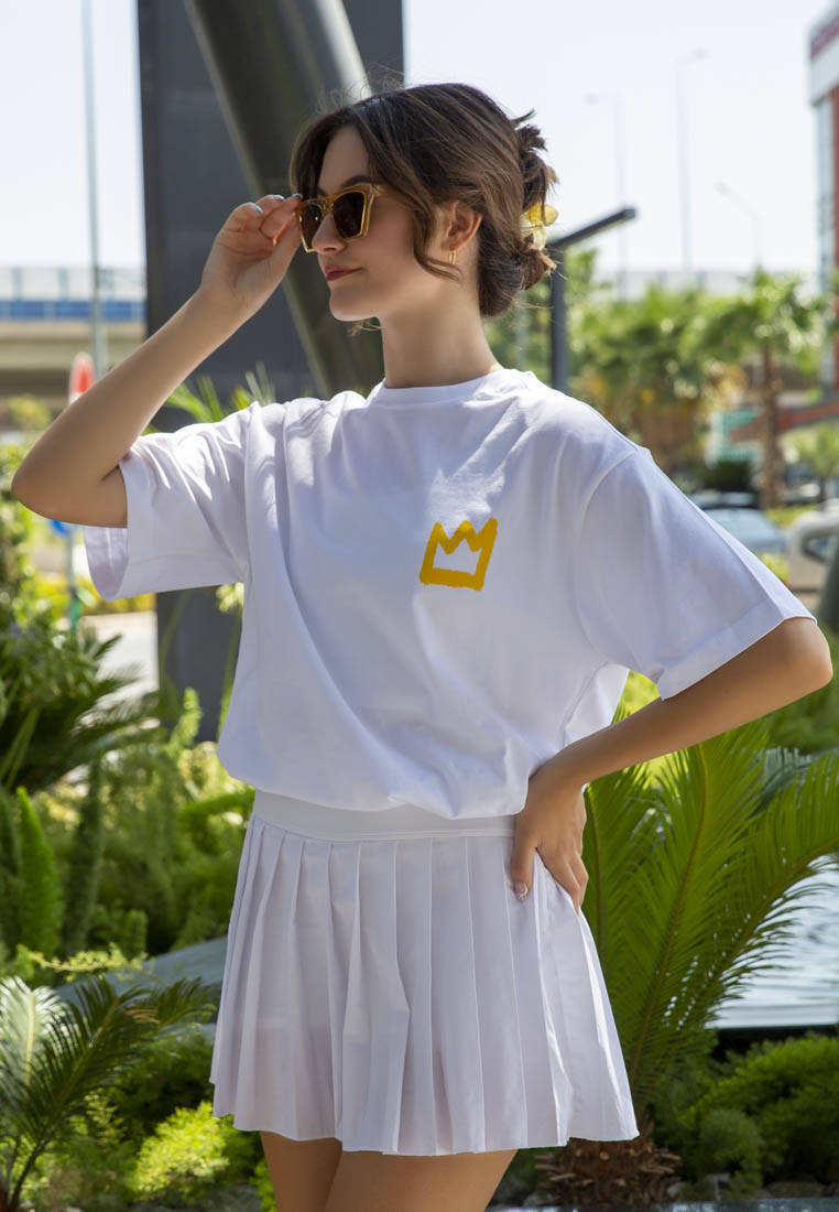 Kadın Vegan Beyaz T-Shirt - No More Drama Tasarım