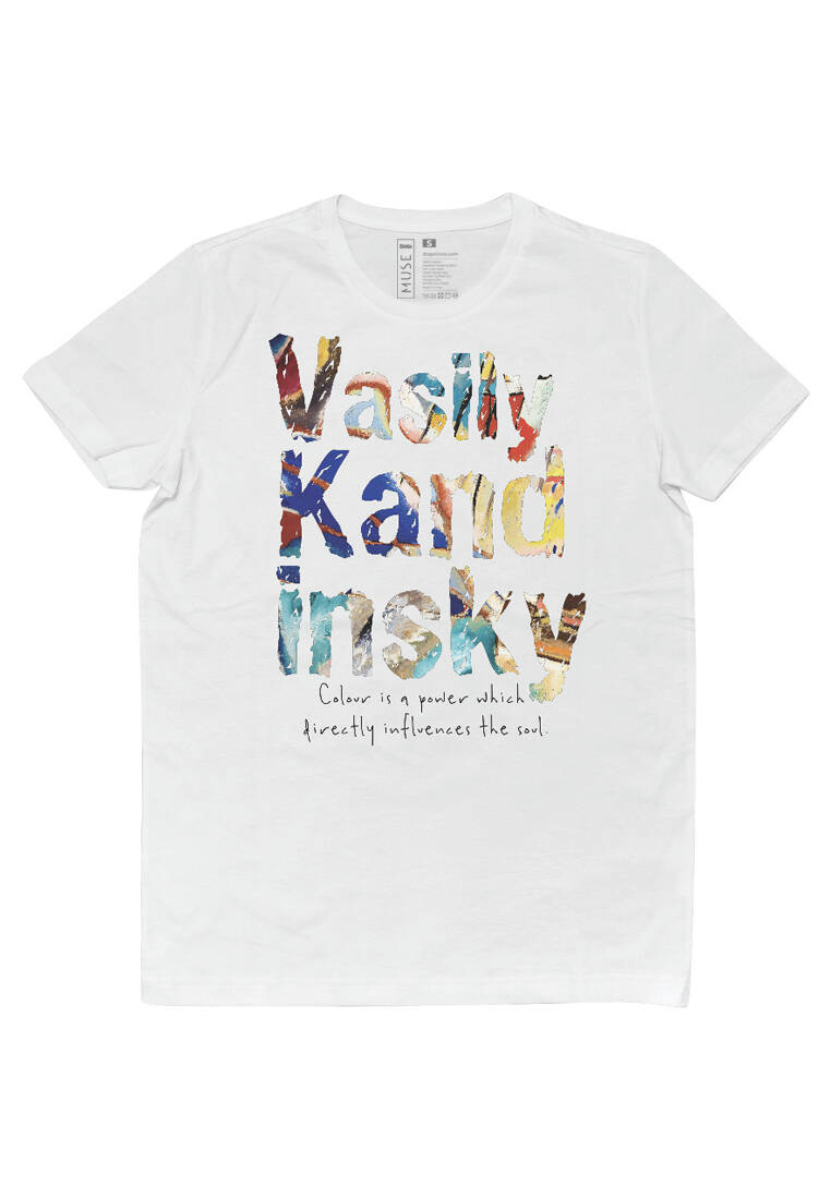 Kadın Vegan Beyaz T-Shirt - Vasily Kandinsky Colour of the Soul Muse Tasarım