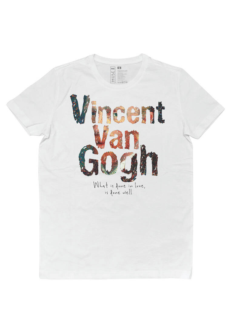 Kadın Vegan Beyaz T-Shirt - Vincent van Gogh In Love Muse Tasarım