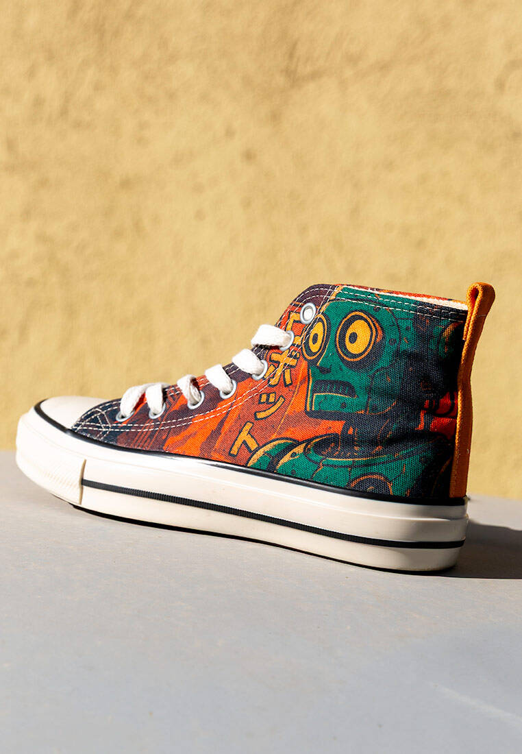 Kadın Vegan Çok Renkli High Sneakers - Robotto Tasarım
