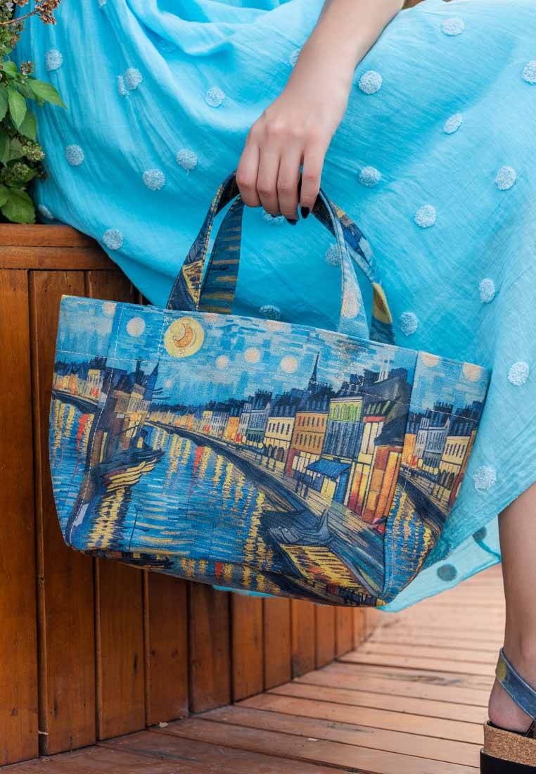Kadın Vegan Çok Renkli Medium Tote Bag - Sea Sparkles Tasarım