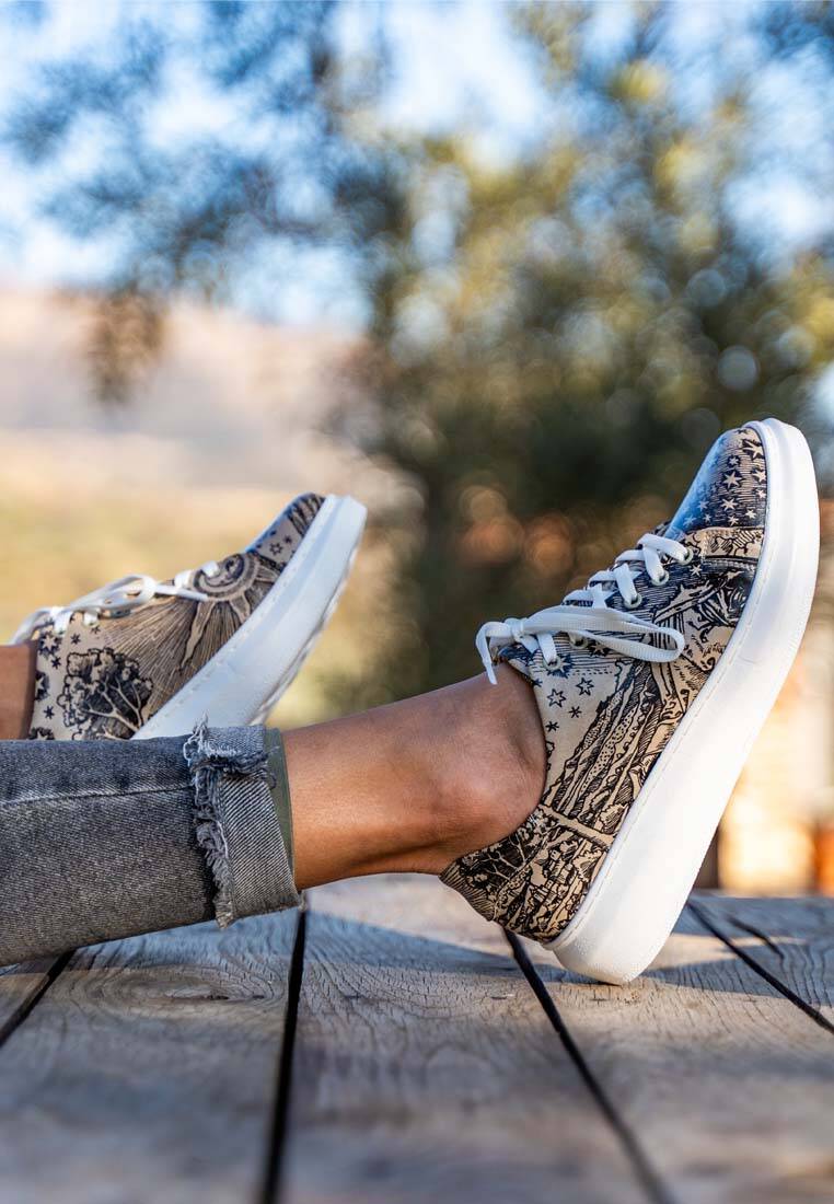 Kadın Vegan Deri Bej Günlük Sneakers - Flammarion Tasarım