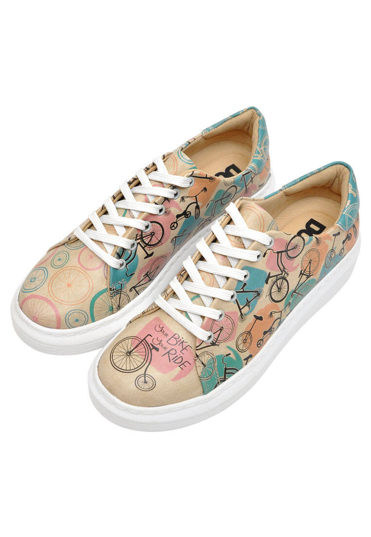 Kadın Vegan Deri Bej Sneakers - Your Ride Your Bike Tasarım
