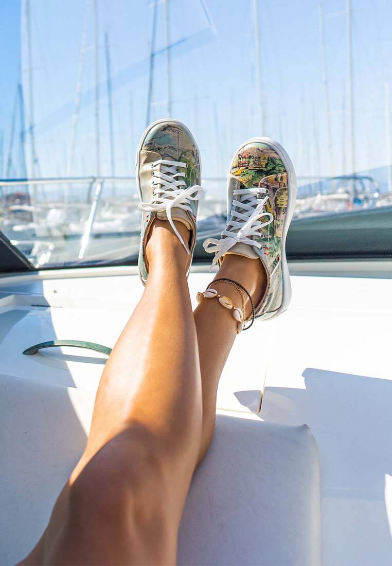 Kadın Vegan Deri Bej Sneakers - Lago di Como Tasarım