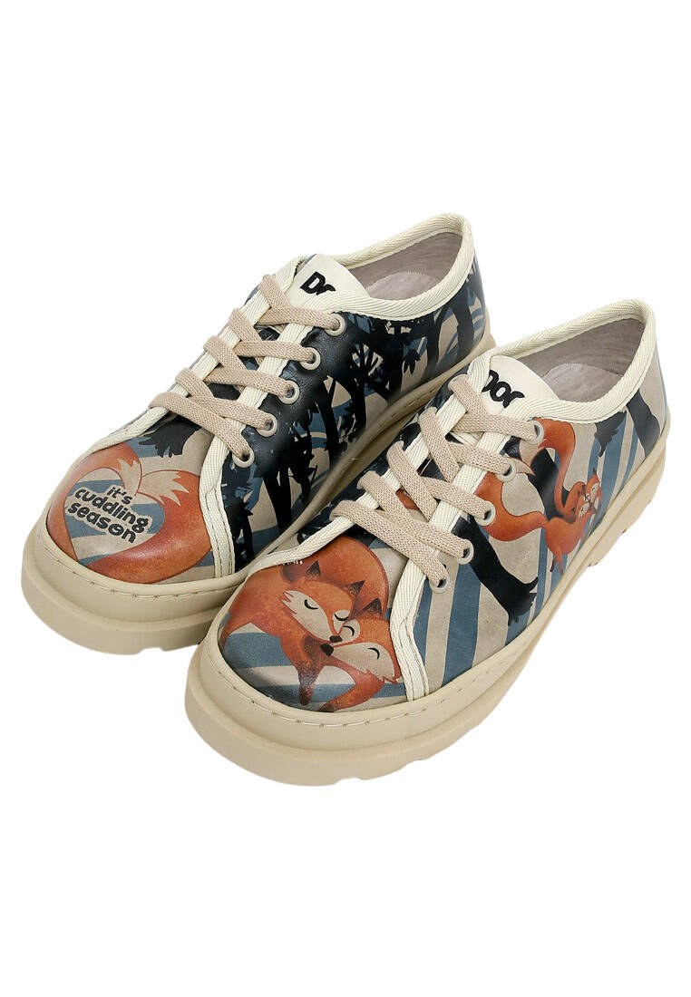 Kadın Vegan Deri Bej Sneakers - Cuddling Season Tasarım
