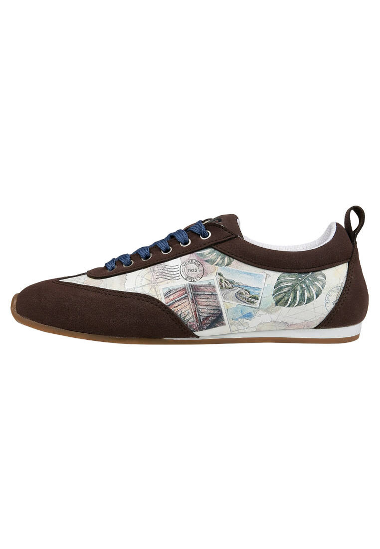 Kadın Vegan Deri Bej Sneakers - Ink and Pictures Tasarım