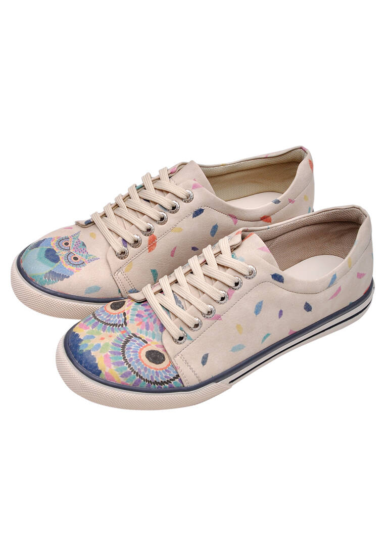 Kadın Vegan Deri Bej Sneakers - I Never Sleep Tasarım