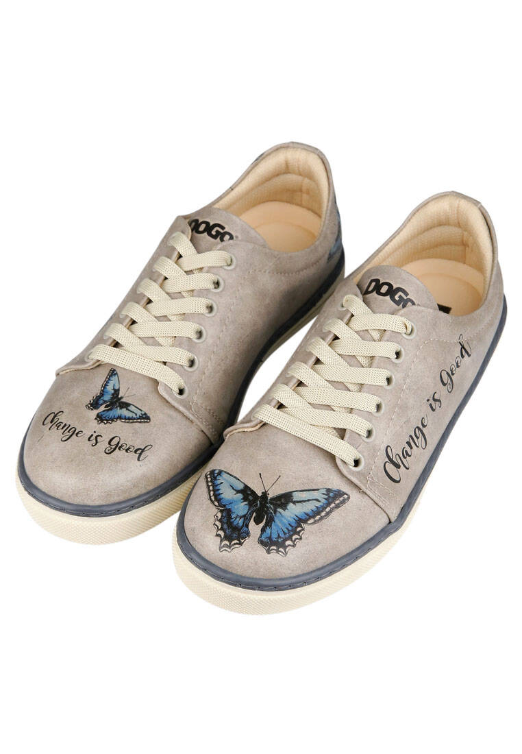 Kadın Vegan Deri Bej Sneakers - Change is Good Tasarım