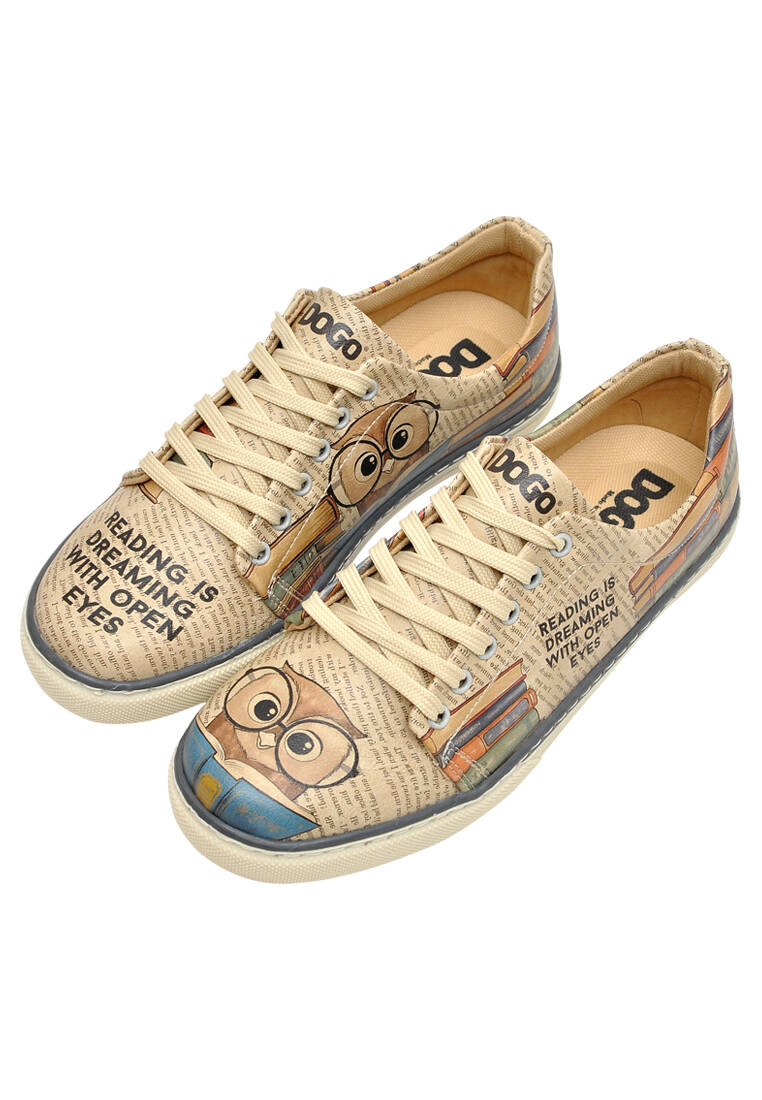 Kadın Vegan Deri Bej Sneakers - The wise owl Tasarım