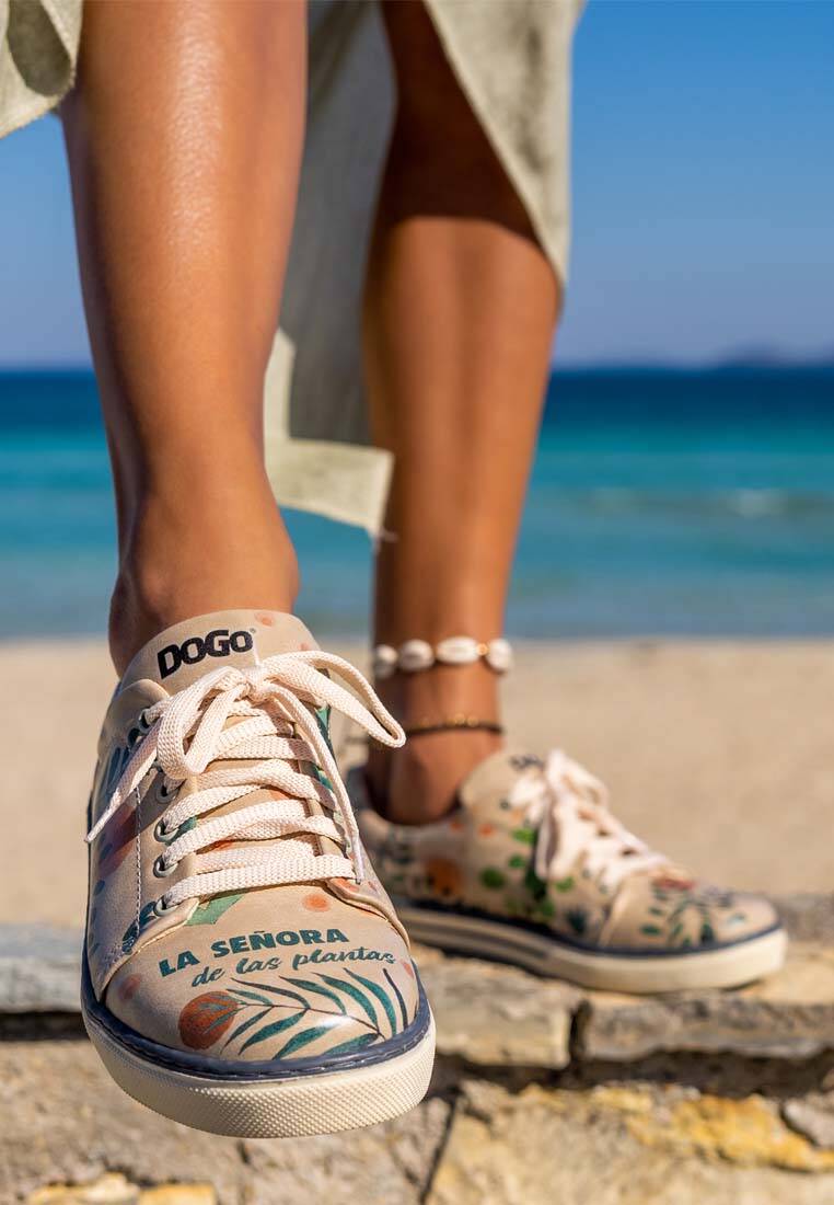 Kadın Vegan Deri Bej Sneakers - Plant Lady Tasarım