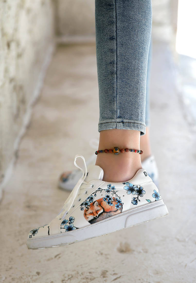 Kadın Vegan Deri Beyaz Günlük Sneakers - Stay Clever Tasarım