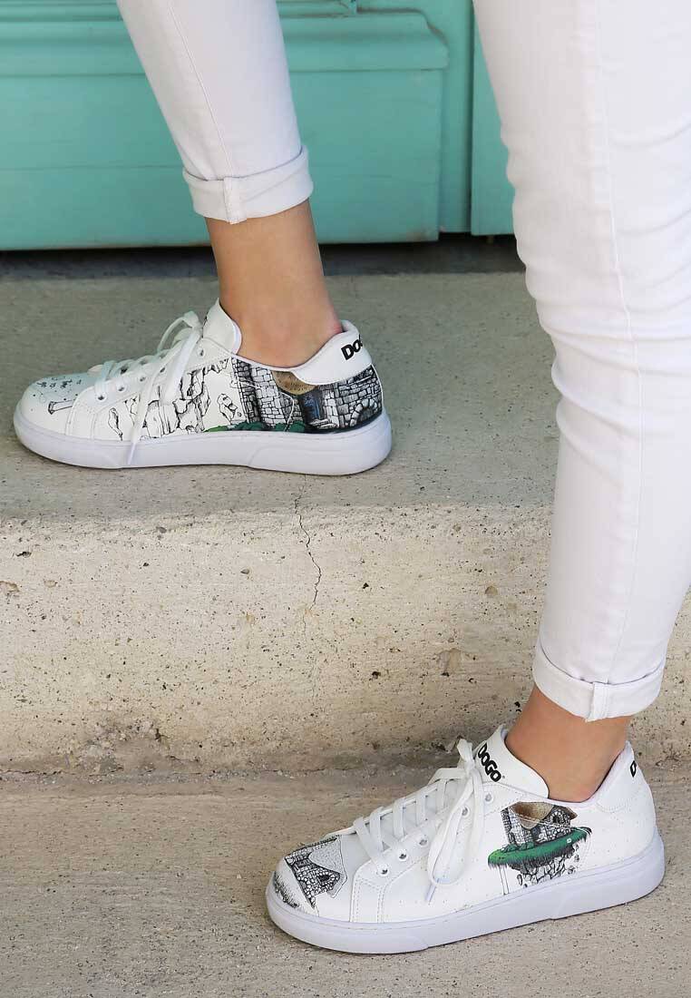 Kadın Vegan Deri Beyaz Günlük Sneakers - Time To Go Tasarım