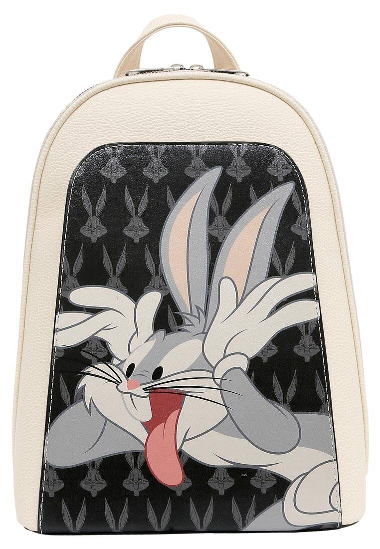 Kadın Vegan Deri Beyaz Sırt Çantası - Warner Bros Looney Tunes Playful Bugs Tasarım