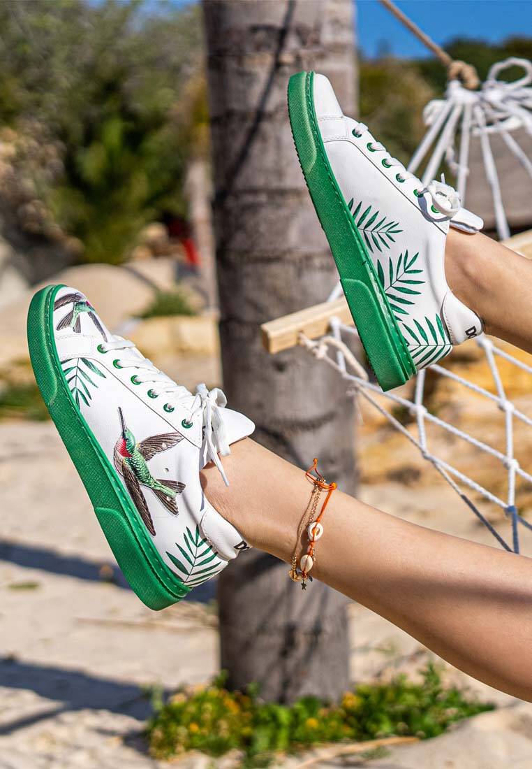 Kadın Vegan Deri Beyaz Sneakers - Soar the Sky Tasarım