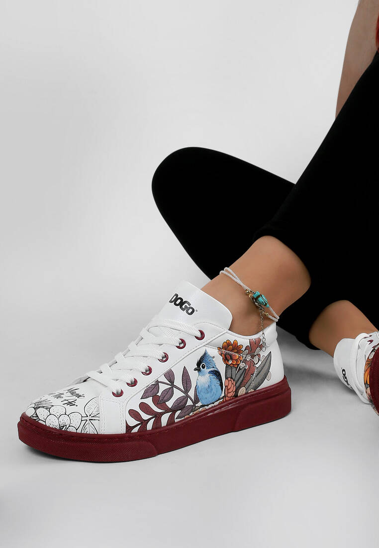 Kadın Vegan Deri Beyaz Sneakers - Magic in the Air Tasarım