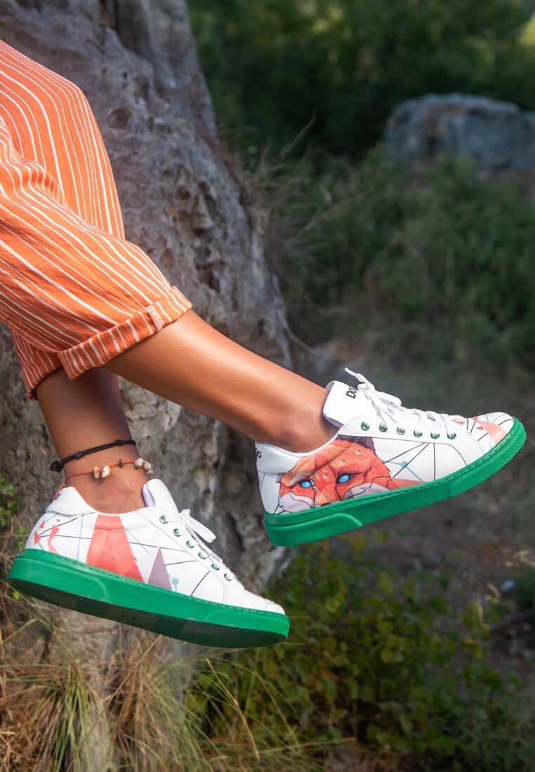 Kadın Vegan Deri Beyaz Sneakers - Red Fox Tasarım