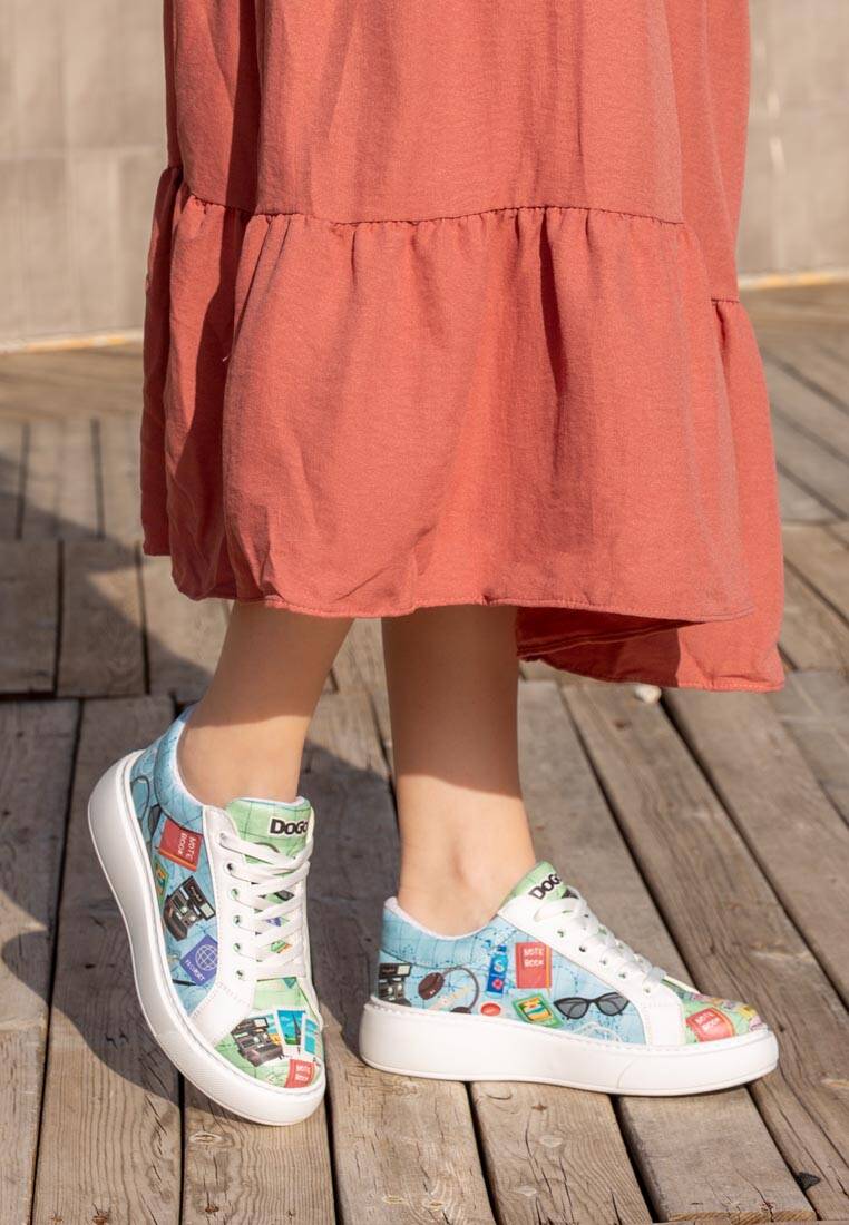 Kadın Vegan Deri Beyaz Sneakers - Ready to Travel Tasarım