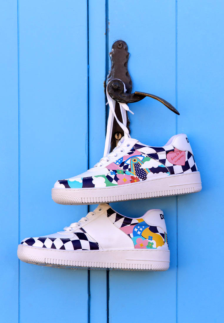 Kadın Vegan Deri Beyaz Sneakers - Born to be Awesome Tasarım