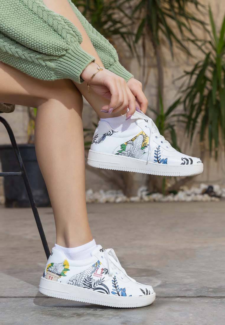 Kadın Vegan Deri Beyaz Sneakers - Fragile Tasarım