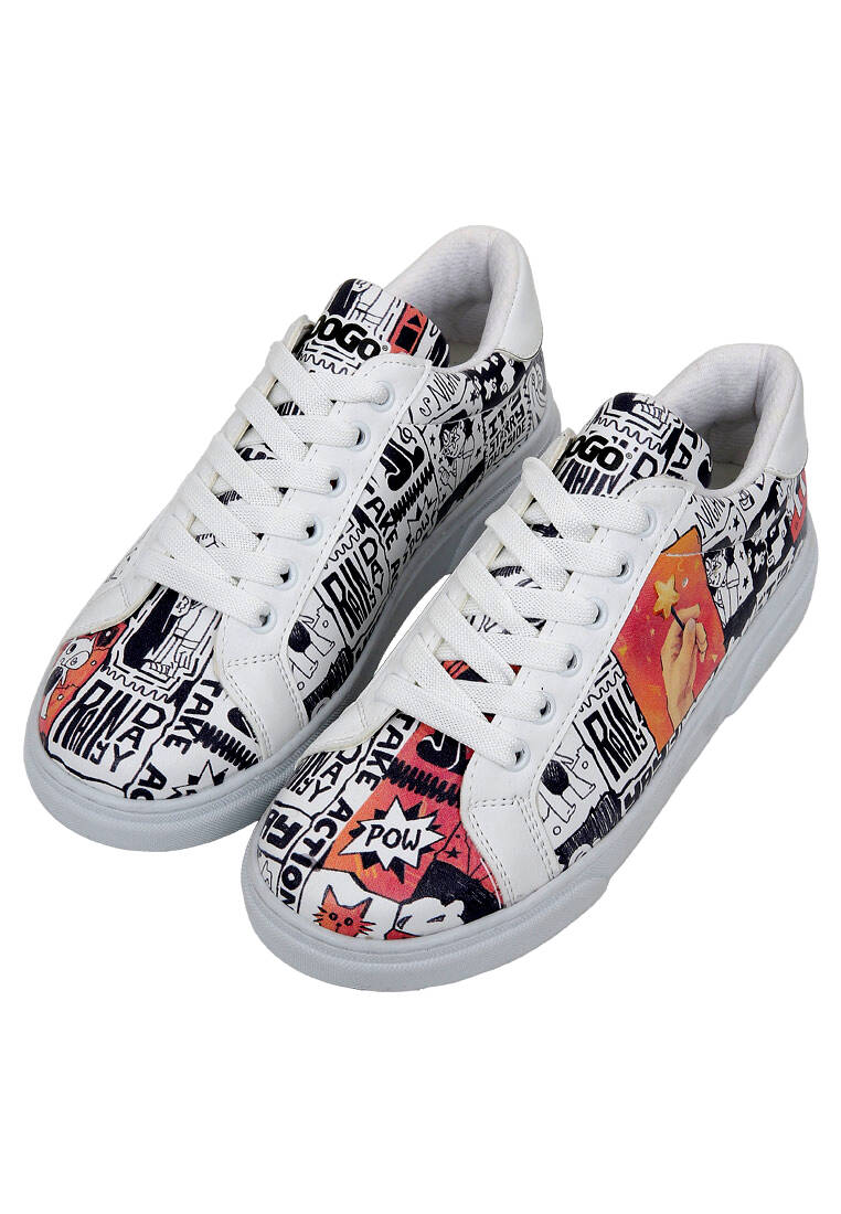 Kadın Vegan Deri Beyaz Sneakers - Star Girl Tasarım