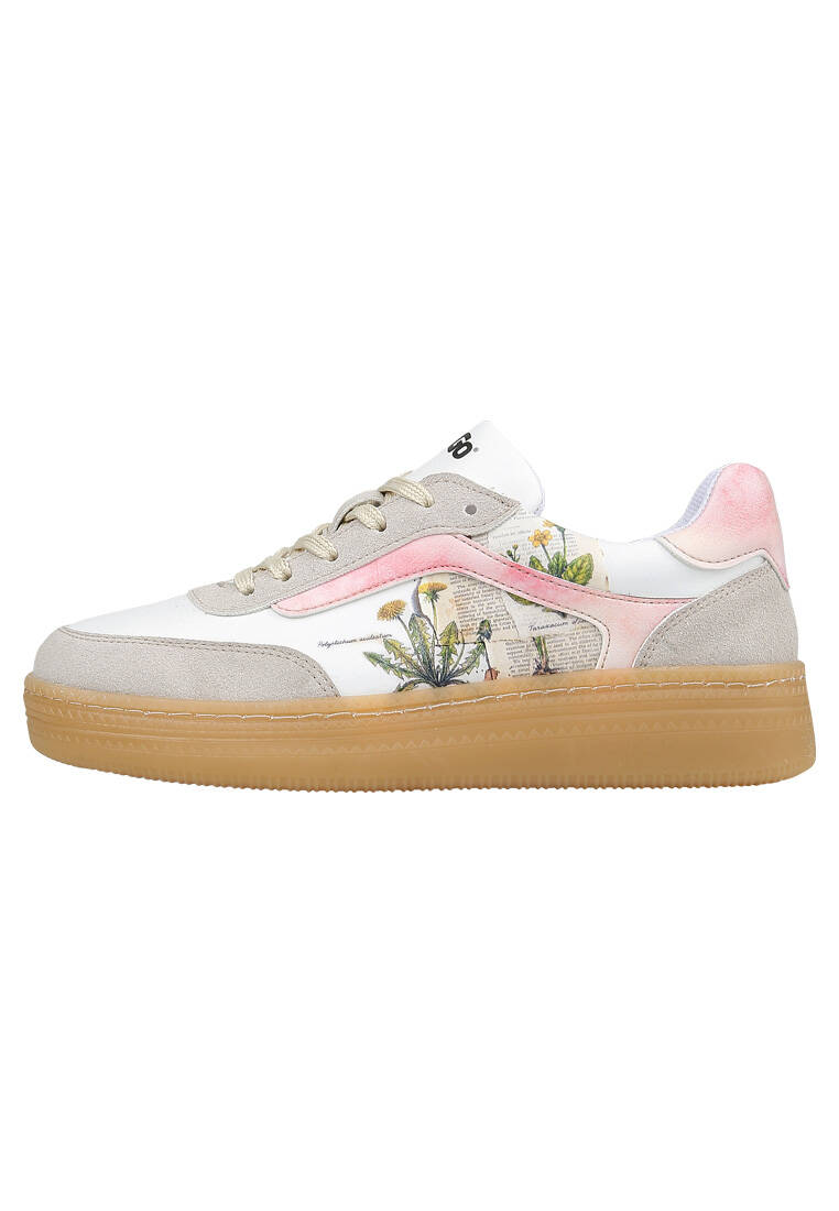 Kadın Vegan Deri Beyaz Sneakers - Botanical Notes Tasarım