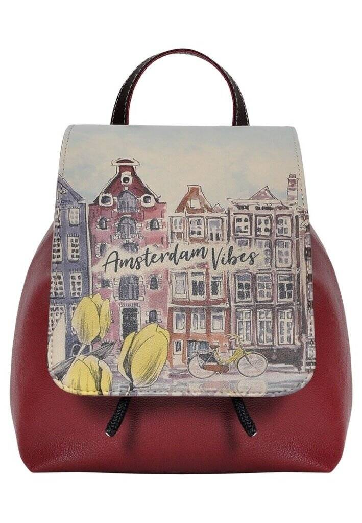 Kadın Vegan Deri Bordo Sırt Çantası - Amsterdam Vibes Tasarım
