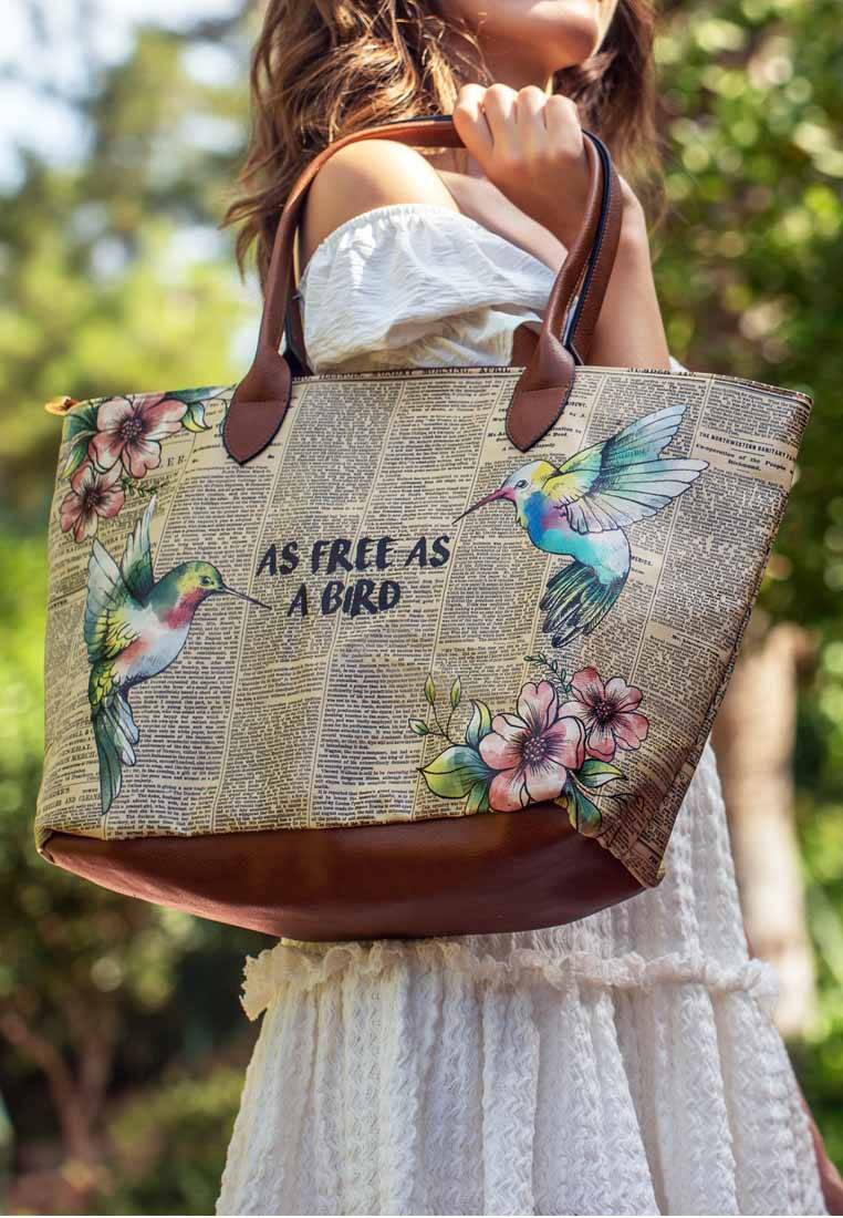 Kadın Vegan Deri Çok Renkli Omuz Çantası - As Free As A Bird Tasarım