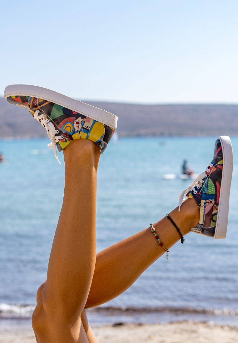 Kadın Vegan Deri Çok Renkli Sneakers - Want Some Color? Tasarım