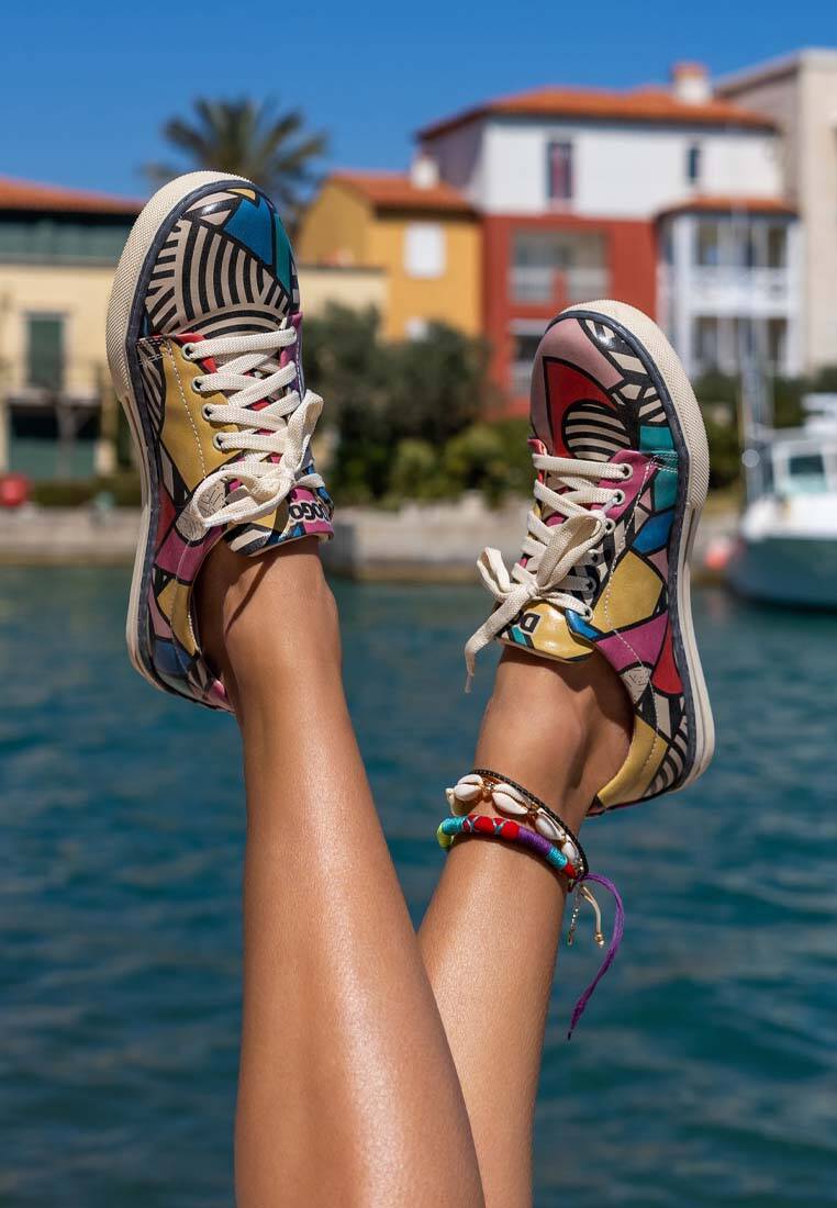 Kadın Vegan Deri Çok Renkli Sneakers - Painting in Harmony Tasarım