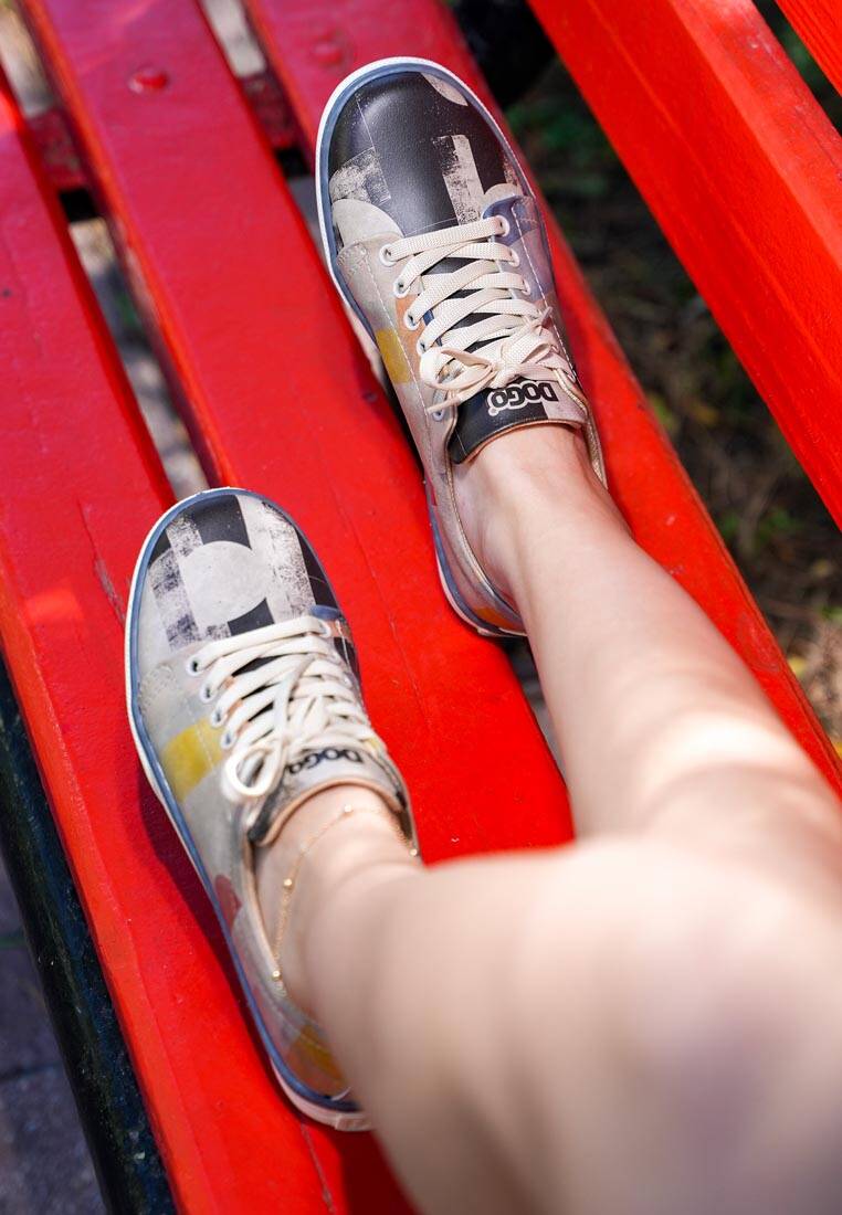 Kadın Vegan Deri Çok Renkli Sneakers - Geometric Shapes Tasarım
