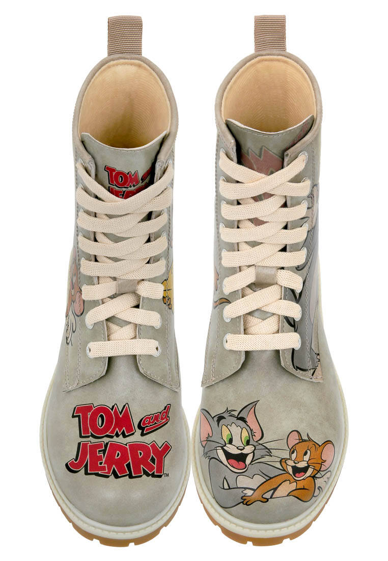 Kadın Vegan Deri Gri Uzun Bot - Warner Bros Looney Tunes Tom ve Jerry Tiny Trouble Tasarım
