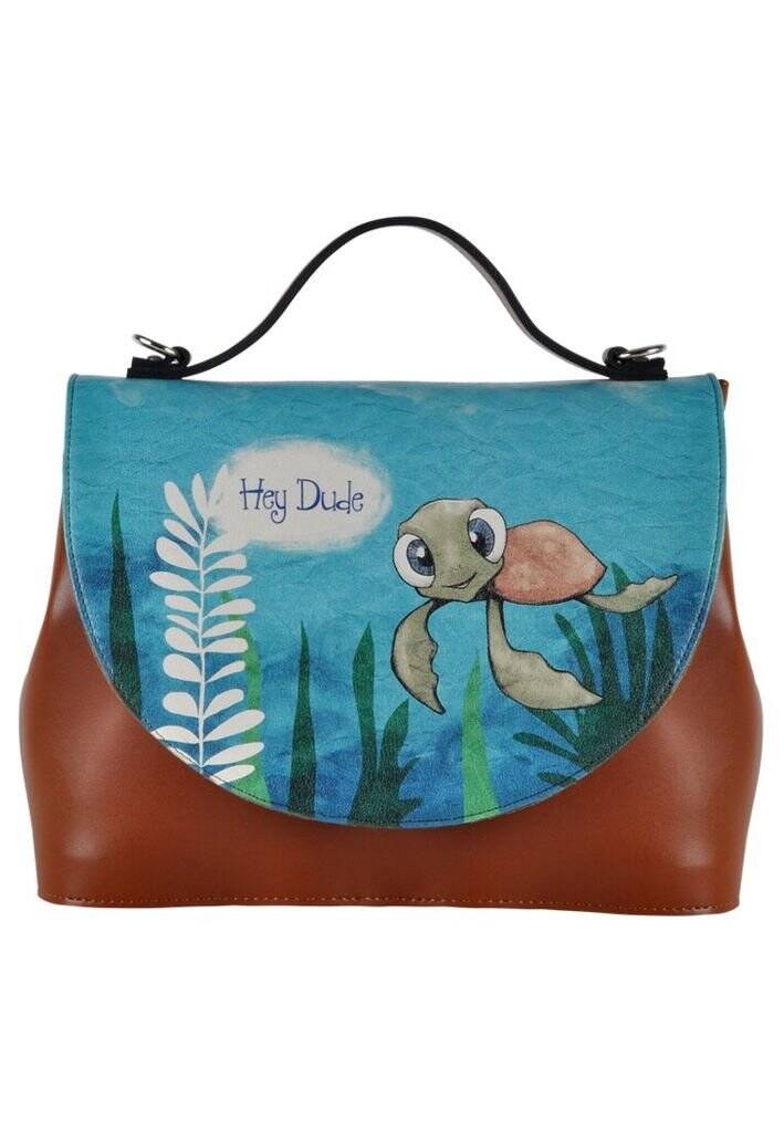 Kadın Vegan Deri Kahverengi El Çantası - Caretta-Hey Dude Tasarım