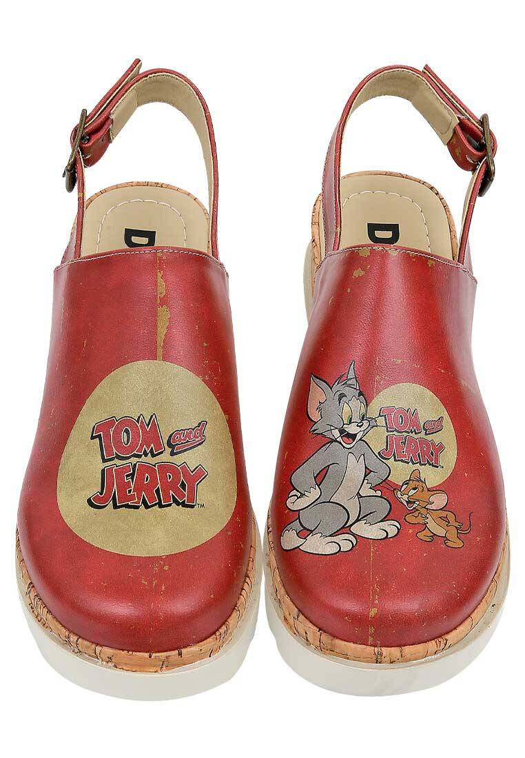 Kadın Vegan Deri Turuncu Kalın Taban Sandalet - Warner Bros Tom ve Jerry Tasarım