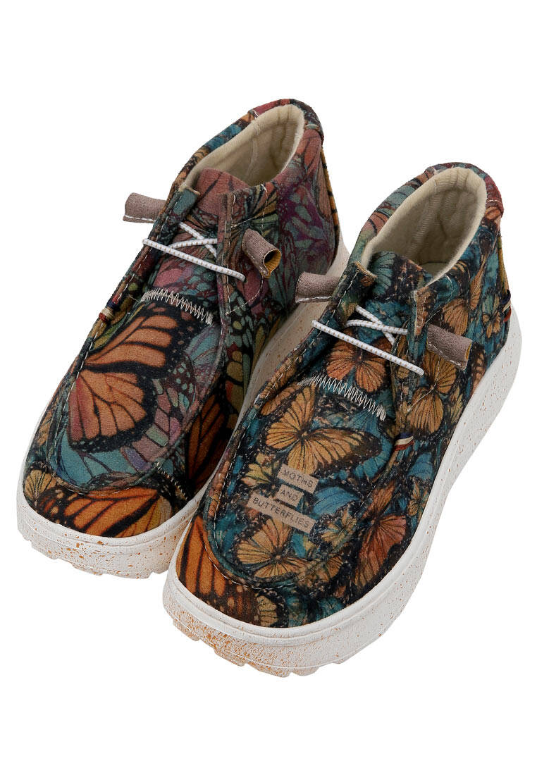 Kadın Vegan Deri Krem Bot - Moths and Butterflies Tasarım