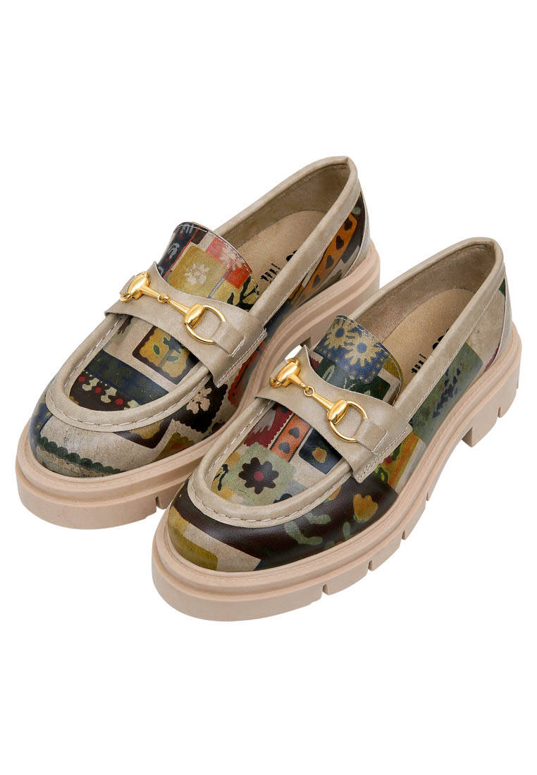 Kadın Vegan Deri Krem Loafer - Anatolian Patterns Tasarım
